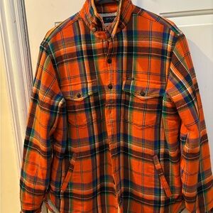 Ralph Lauren Men's Vibrant Orange Plaid Shirt Jacket